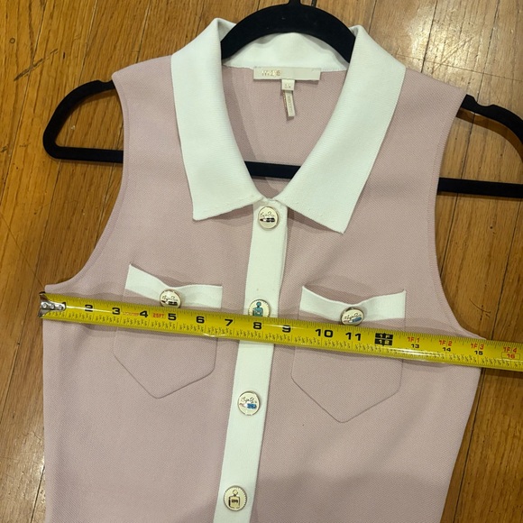 Maje Revisit Contrast Trim Woven Mini Dress Vacation 60s Retro Designer Trendy - Picture 12 of 16